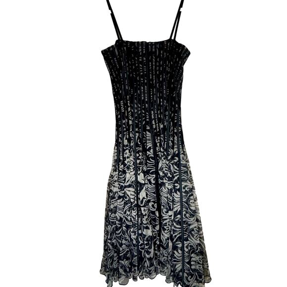 JS Collections Black and White Fit Flare Corset Midi Dress Stripe Vintage Y2K - Picture 7 of 9